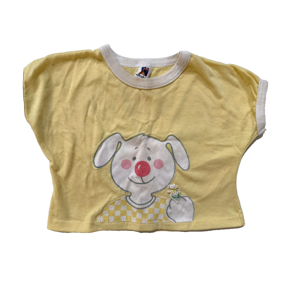 Vintage Carter's Shirt 24 Months‎ Yellow Puppy Graphic Made in USA Baby Tee Top